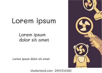 Portable electric fan background - banner or poster with text. Vector illustration can use for electric portable appliance banner or flyer, card. Cartoon hand drawn design. 