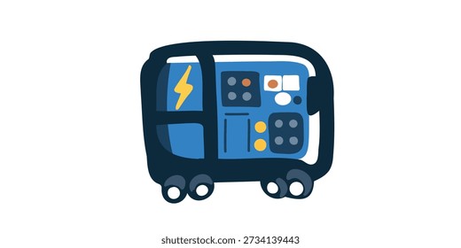 portable electric generator isolated flat vector design