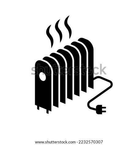 Portable electric heater icon. Vector black and white radiator linear illustration.