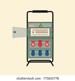 Portable electric panel with protection. Vector illustration in flat style.