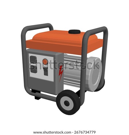 Portable electric power generator. 3d Vector illustration. Isolated on white background.