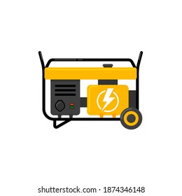 Portable electric power generator. Electric charger diesel portable flat generator icon