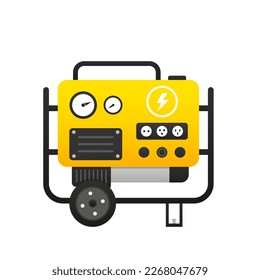 Portable electric power generator. Electric charger diesel portable flat generator icon. Electrical energy, from a gener. Emergency equipment. Vector illustration