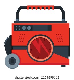 Portable electric power generator icon. Gasoline generator, emergency equipment. Energy generating backup equipment and electricity voltage source alternator machine. Cartoon vector illustration