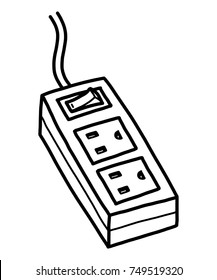 portable electric socket  / cartoon vector and illustration, black and white, hand drawn, sketch style, isolated on white background.