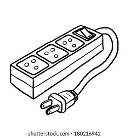 portable electrics socket / cartoon vector and illustration, black and white, hand drawn, sketch style, isolated on white background.
