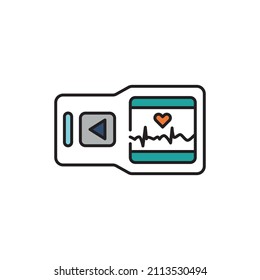 Portable electrocardiogram color line icon. Pictogram for web page