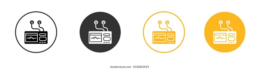 Ícone portátil do eletrocardiograma preto e branco vetor sinal de contorno