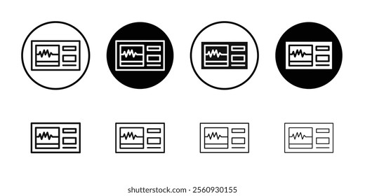 Portable electrocardiogram icon Flat outline fill set collection