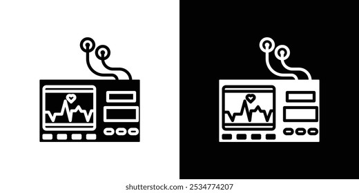 Ícone de eletrocardiograma portátil isolado logotipo linear