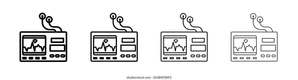 Portable electrocardiogram icon Outline sign symbol set