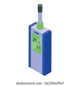 Portable electronic device showing pollution levels, using an isometric design