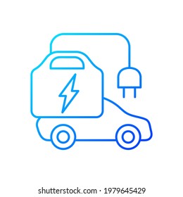 Portable EV charger gradient linear vector icon. Charging station for electromobiles which can be transported. Thin line color symbols. Modern style pictogram. Vector isolated outline drawing