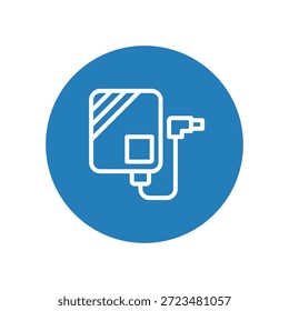 Portable external hard drive icon for digital data storage technology.
