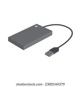 Portable external hard drive vector illustration on white background. Hard drive can expand your storage space and enough space to download and save data.Portable external hard drive is easy to carry.