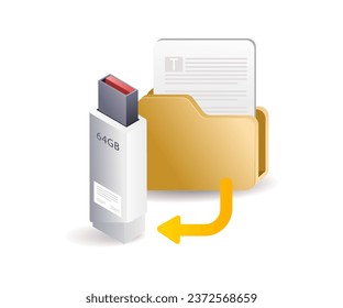 Portable file folder data storage  flat illustration concept