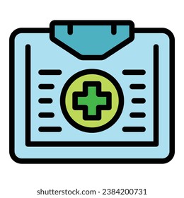Portable first aid kit icon outline vector. Care help. Health doctor color flat