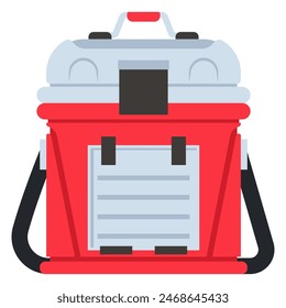 Portable fishing tackle box vector cartoon illustration isolated on a white background.