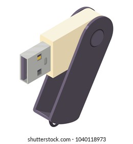 Portable flash drive icon. Isometric illustration of portable flash drive vector icon for web