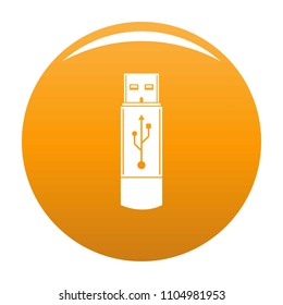 Portable flash drive icon. Simple illustration of portable flash drive vector icon for any design orange