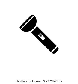 Portable Flashlight, Pocket Torch Solid Flat Vector Icon Isolated on White Background.