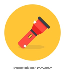 
A portable flashlight, torch icon in flat design