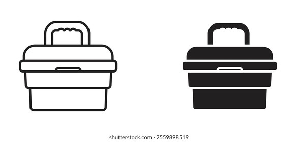 Portable fridge box Icon set in black color for ui designs