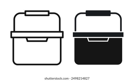 Portable fridge box iconicon vector collection in outlined and solid style