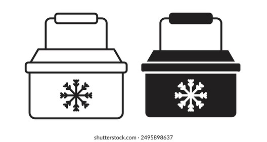 Portable fridge box vector icon set in black color.