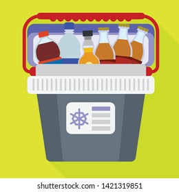 Portable fridge icon. Flat illustration of portable fridge vector icon for web design