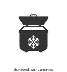 Portable fridge refrigerator icon in flat style. Freezer bag container vector illustration on white isolated background. Fridge business concept.