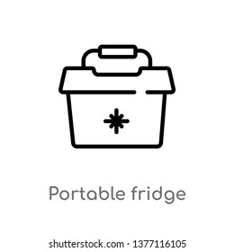 portable fridge vector line icon. Simple element illustration. portable fridge outline icon from summer concept. Can be used for web and mobile