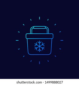 Portable fridge vector line icon
