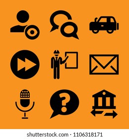 portable, front, letter, old, flat and silhouette icon vector set. Flat vector design with filled icons. Designed for web and software interfaces