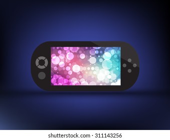 Portable game console with clipping path for the screen