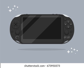 Portable game console. Flat design. Isolated. Vector illustration.