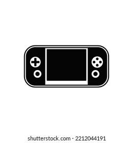Portable game console icon in black flat glyph, filled style isolated on white background