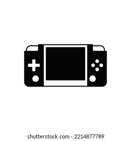 Portable game console icon in black flat glyph, filled style isolated on white background
