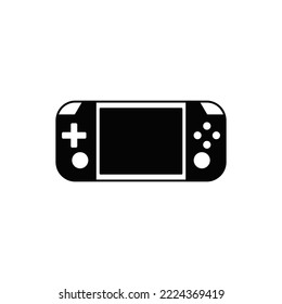 Portable game console icon in black flat glyph, filled style isolated on white background
