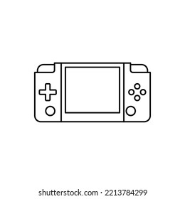 Icono de consola de juegos portátil en icono de estilo de línea, aislado en fondo blanco