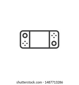 Portable game console line icon. linear style sign for mobile concept and web design. Gamepad with display and buttons outline vector icon. Symbol, logo illustration. Vector graphics