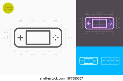 portable game console line icon (golden section)