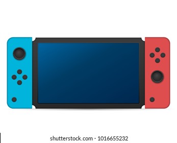 Portable game console on a white background.