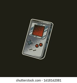 Portable game console. Original vector illustration, icon in retro style.