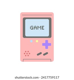 Portable game console, vector illustration. Retro and vintage video games. Childhood of the nineties