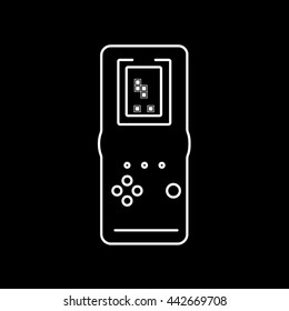 Portable Game Line Icon On Black Background