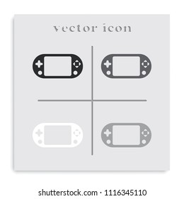 Portable game pad flat black and white vector icon.