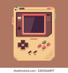 portable game player console  Retro games gadget of the 90s. portable classic console game pad flat design vector illustration