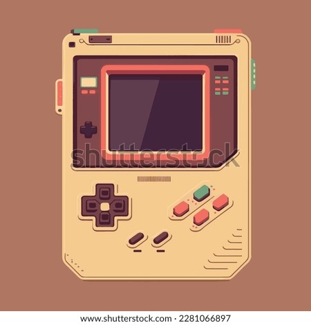 portable game player console  Retro games gadget of the 90s. portable classic console game pad flat design vector illustration