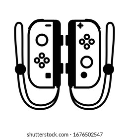 Portable gaming console gamepad controllers for gaming. Vector illustration in black and white. Icon for websites or mobile applications.